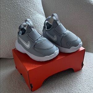 Nike Kids Grey and White Slip-On Athletic Sneakers